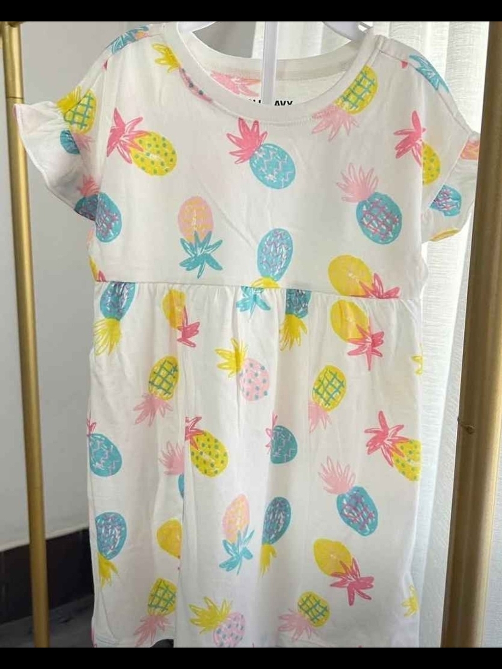 Toddler Girl Old Navy White Pineapple Print Casual Dress - Yellow, Pink, Teal